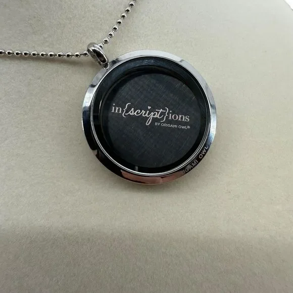 Origami Owl Crystal Locket Necklace Silver 30” Long "B" Charm Inscription READ - Picture 5 of 15